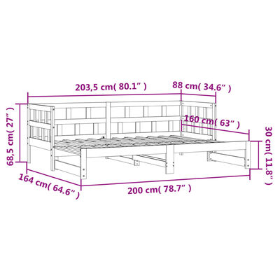 vidaXL Καναπές Κρεβάτι Συρόμενος 80 x 200 εκ. Μασίφ Ξύλο Πεύκου