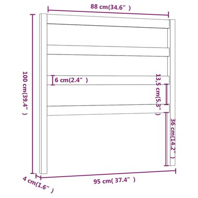 vidaXL Κεφαλάρι Κρεβατιού Λευκό 95 x 4 x 100 εκ. από Μασίφ Ξύλο Πεύκου