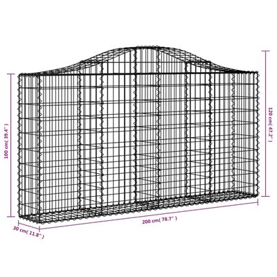 vidaXL Συρματοκιβώτια Τοξωτά 7 τεμ. 200x30x100/120 εκ. Γαλβαν. Ατσάλι