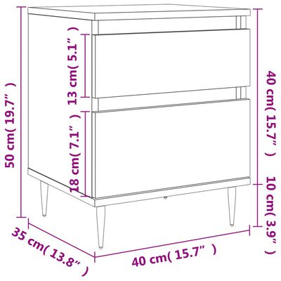 vidaXL Κομοδίνα 2 τεμ. Sonoma Δρυς 40 x 35 x 50 εκ. από Επεξεργ. Ξύλο