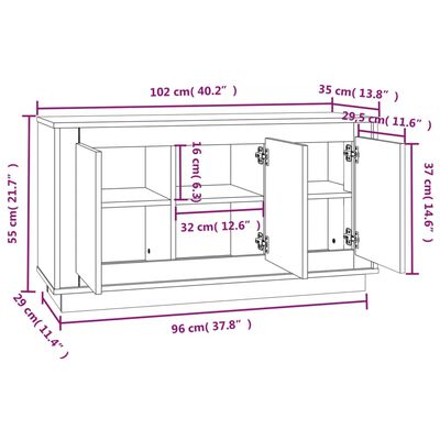 vidaXL Ντουλάπι Sonoma Oak102x35x55 εκ. από Επεξεργασμένο Ξύλο