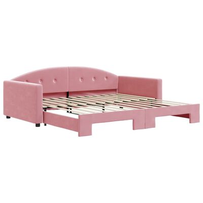 vidaXL Καναπές Κρεβάτι Συρόμενος Ροζ 100x200 εκ. Βελούδινος