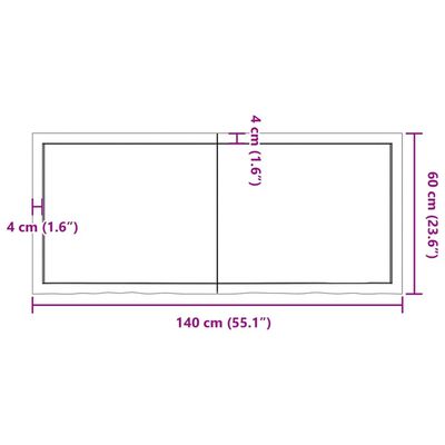 vidaXL Πάγκος Μπάνιου Σκούρο Καφέ 140x60x(2-4) εκ. Επεξεργ. Μασίφ Ξύλο