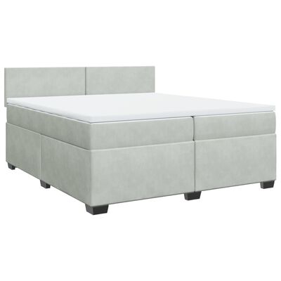 vidaXL Κρεβάτι Boxspring με Στρώμα Ανοιχτό Γκρι 200x200 εκ. Βελούδινο