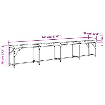 vidaXL Πάγκος Τραπεζαρίας Σκούρο Γκρι 248x32x45 εκ. Ατσάλι / Ύφασμα