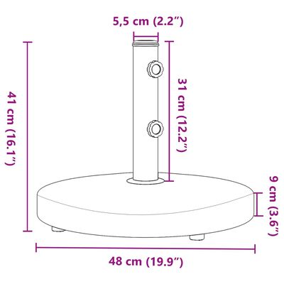 vidaXL Βάση Ομπρέλας για Ιστό Ø32/38/48 χιλ. 25 κ. Στρογγυλή