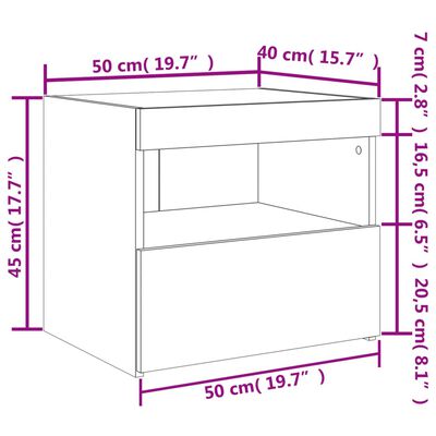 vidaXL Κομοδίνα με Φώτα LED 2 τεμ. Λευκά 50 x 40 x 45 εκ.