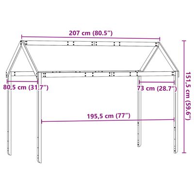 vidaXL Οροφή Κρεβατιού Παιδική Λευκό 207x80,5x151,5 εκ. Ξύλο Πεύκου