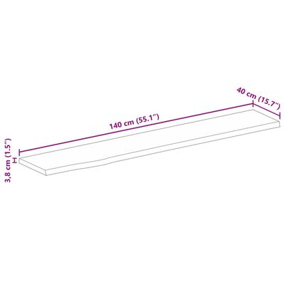 vidaXL Επιφάνεια Τραπεζιού 140x40x3,8 εκ. Live Edge Μασίφ Ξύλο Μάνγκο