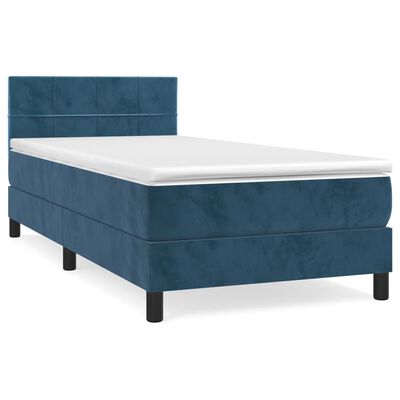 vidaXL Κρεβάτι Boxspring με Στρώμα Σκούρο Μπλε 80 x 200 εκ. Βελούδινο