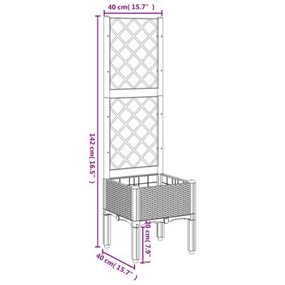 vidaXL Ζαρντινιέρα Κήπου με Καφασωτό Μαύρο 40 x 40 x 142 εκ. από PP