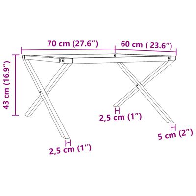 vidaXL Πόδια Τραπεζιού Σαλονιού σε Σχήμα «Χ» 70x60x43 εκ. Χυτοσίδηρος