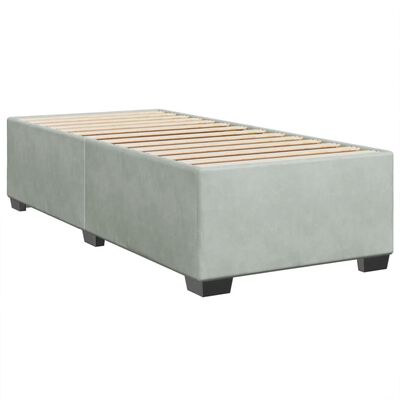 vidaXL Κρεβάτι Boxspring με Στρώμα Ανοιχτό Γκρι 90x190 εκ. Βελούδινο