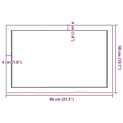 vidaXL Επιφάνεια Τραπεζιού 80x50x(2-6) εκ Ακατέργαστο Μασίφ Ξύλο Δρυός