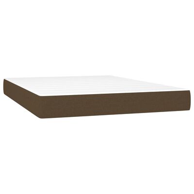 vidaXL Κρεβάτι Boxspring με Στρώμα Σκούρο Καφέ 140x190 εκ. Υφασμάτινο