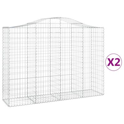 vidaXL Συρματοκιβώτια Τοξωτά 2 τεμ. 200x50x140/160 εκ. Γαλβαν. Ατσάλι