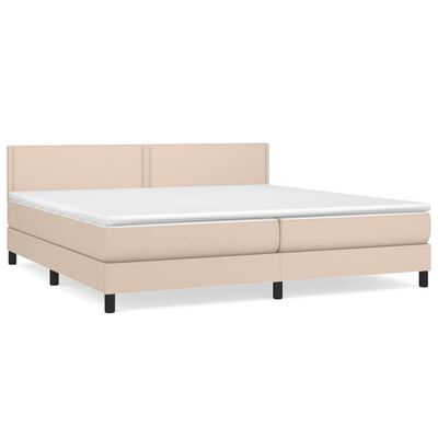 vidaXL Κρεβάτι Boxspring με Στρώμα Καπουτσίνο 200x200εκ.από Συνθ.Δέρμα