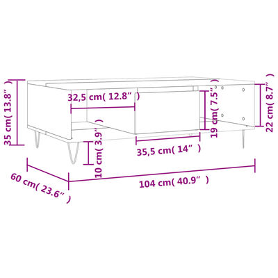 vidaXL Τραπεζάκι Σαλονιού Καφέ Δρυς 104x60x35 εκ. Επεξεργασμένο Ξύλο