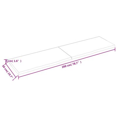 vidaXL Ράφι Τοίχου Σκούρο Καφέ 200x50x(2-4) εκ. Επεξ. Μασίφ Ξύλο Δρυός