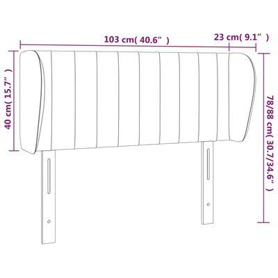 vidaXL Κεφαλάρι με Πτερύγια Ανοιχτό Γκρι 103x23x78/88 εκ. Βελούδινο