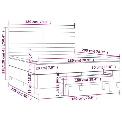 vidaXL Κρεβάτι Boxspring με Στρώμα Σκούρο Καφέ 180x200 εκ Υφασμάτινο