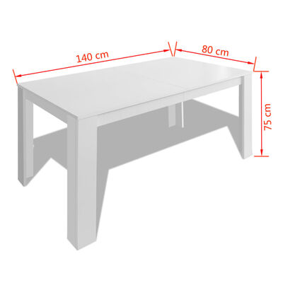 vidaXL Τραπεζαρία Λευκή 140 x 80 x 75 εκ.