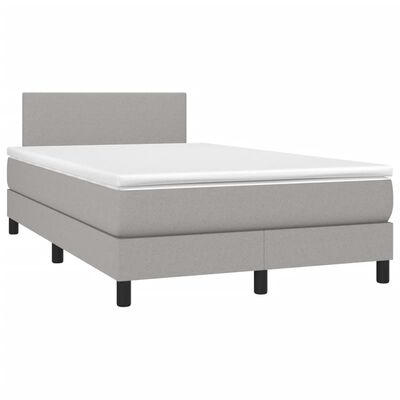 vidaXL Κρεβάτι Boxspring με Στρώμα Ανοιχτό Γκρι 120x200 εκ. Υφασμάτινο