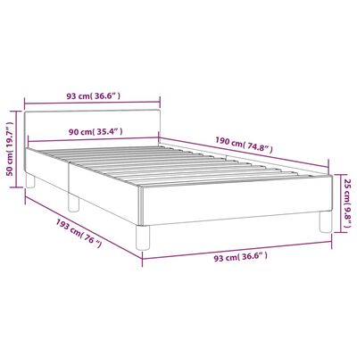 vidaXL Πλαίσιο Κρεβατιού με Κεφαλάρι Μαύρο 90x190 εκ Υφασμάτινο