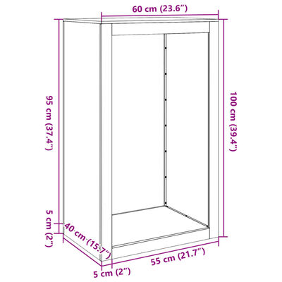 vidaXL Ράφι Καυσόξυλων Μαύρο 60x40x100 εκ. Ατσάλινο