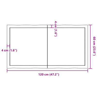 vidaXL Επιφ Τραπεζιού Αν Καφέ 120x60x(2-6)εκ.Ακατέργ. Μασίφ Ξύλο Δρυός