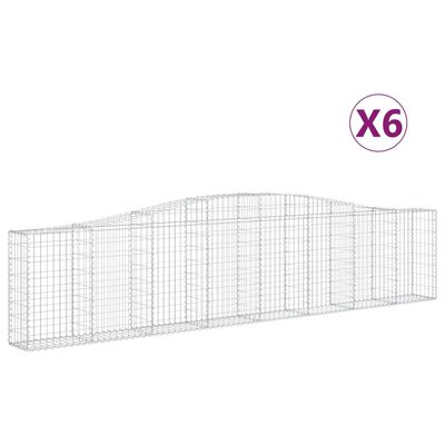 vidaXL Συρματοκιβώτια Τοξωτά 6 τεμ. 400x30x80/100 εκ. Γαλβαν. Ατσάλι