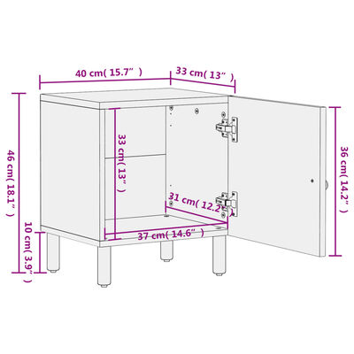 vidaXL Κομοδίνα 2 τεμ. 40 x 33 x 46 εκ. από Μασίφ Ξύλο Μάνγκο