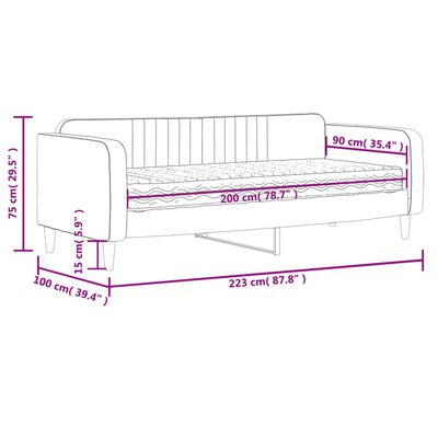 vidaXL Καναπές Κρεβάτι με Στρώμα μαύρο 90 x 200 εκ. Βελούδινος