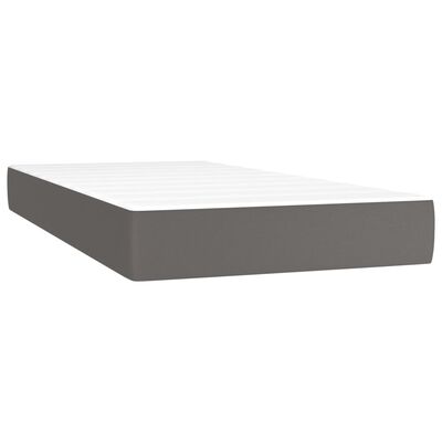 vidaXL Κρεβάτι Boxspring με Στρώμα Γκρι 80 x 200 εκ. Συνθετικό Δέρμα