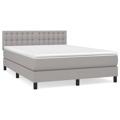 vidaXL Κρεβάτι Boxspring με Στρώμα Ανοιχτό Γκρι 140x200 εκ. Υφασμάτινο