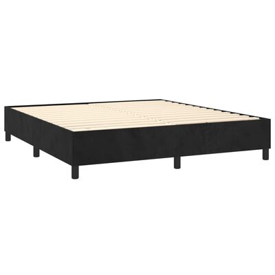 vidaXL Κρεβάτι Boxspring με Στρώμα & LED Μαύρο 180x200 εκ. Βελούδινο