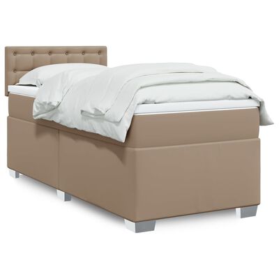 vidaXL Κρεβάτι Boxspring με Στρώμα Καπουτσίνο 100x200εκ.από Συνθ.Δέρμα