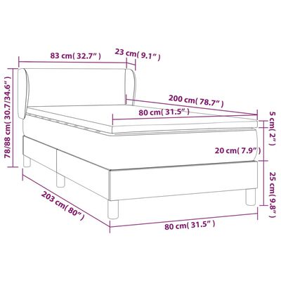 vidaXL Κρεβάτι Boxspring με Στρώμα Μπλε 80x200 εκ. Υφασμάτινο