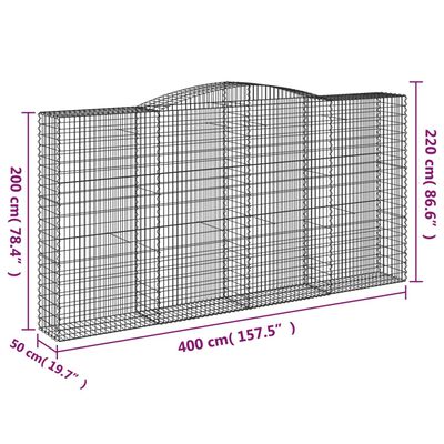 vidaXL Συρματοκιβώτια Τοξωτά 6 τεμ. 400x50x200/220 εκ. Γαλβαν. Ατσάλι