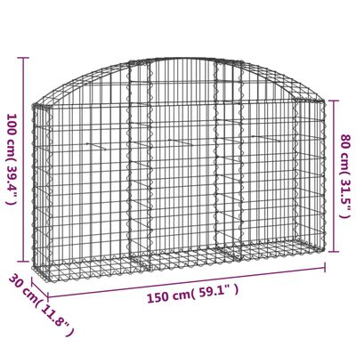 vidaXL Συρματοκιβώτιο Τοξωτό 150x30x80/100εκ. από Γαλβανισμένο Χάλυβα