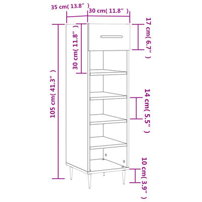 vidaXL Παπουτσοθήκη Λευκή 30 x 35 x 105 εκ. από Επεξεργασμένο Ξύλο