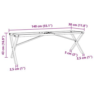 vidaXL Πόδια Τραπεζιού Σαλονιού σε Σχήμα «Χ» 140x30x43 εκ. Χυτοσίδηρος