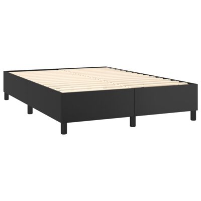 vidaXL Κρεβάτι Boxspring με Στρώμα & LED Μαύρο 140x200 εκ. Συνθ. Δέρμα