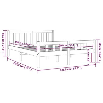 vidaXL Πλαίσιο Κρεβατιού Μαύρο 140 x 190 εκ. από Μασίφ Ξύλο