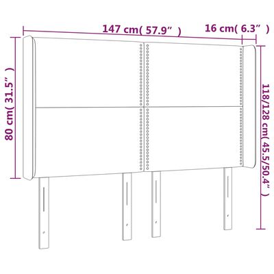 vidaXL Κεφαλάρι Κρεβατιού LED Ανοιχτό Γκρι 147x16x118/128 εκ.