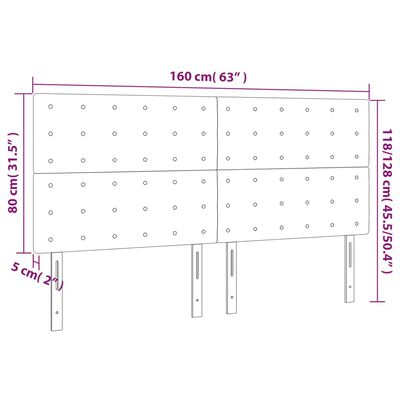 vidaXL Κεφαλάρι Κρεβατιού LED Μαύρο 160x5x118/128 εκ. Υφασμάτινο