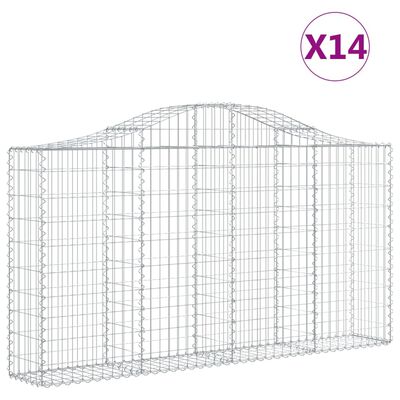 vidaXL Συρματοκιβώτια Τοξωτά 14 τεμ. 200x30x100/120 εκ. Γαλβαν. Ατσάλι