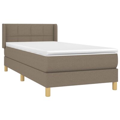 vidaXL Κρεβάτι Boxspring με Στρώμα Taupe 90x200 εκ. Υφασμάτινο