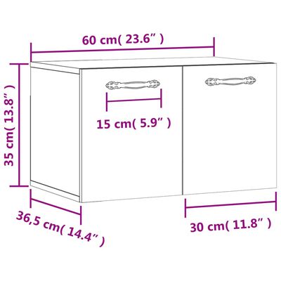 vidaXL Ντουλάπι Τοίχου Sonoma Δρυς 60x36,5x35 εκ. Επεξεργασμένο Ξύλο