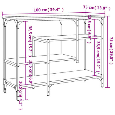 vidaXL Τραπέζι Κονσόλα με Ράφια Γκρι Sonoma 100 x 35 x 75 εκ.